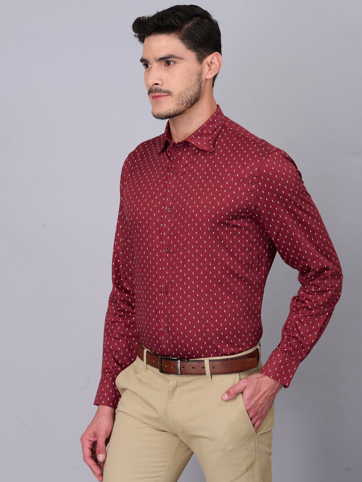 Rosewood Red Casual Printed Shirt