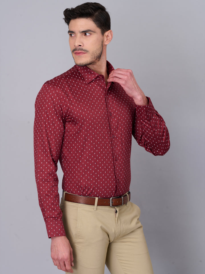 Rosewood Red Casual Printed Shirt