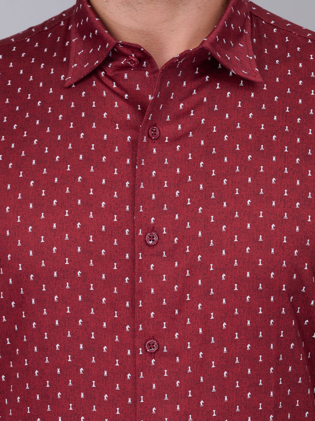 Rosewood Red Casual Printed Shirt