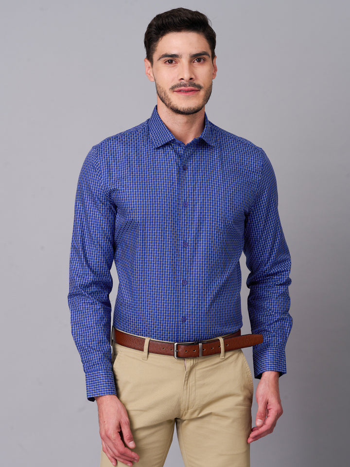 Cerulean Blue Checked Shirt