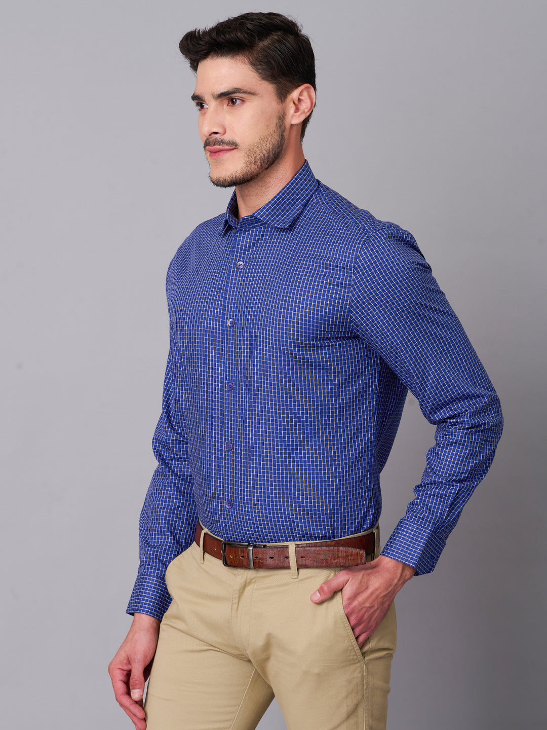 Cerulean Blue Checked Shirt