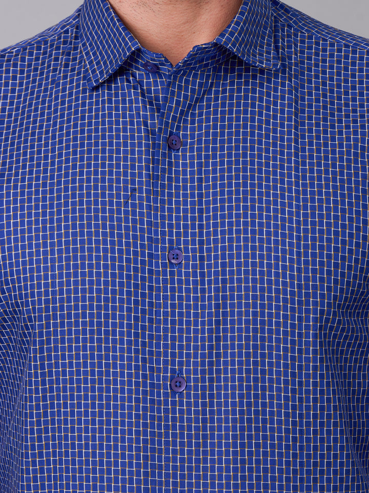 Cerulean Blue Checked Shirt