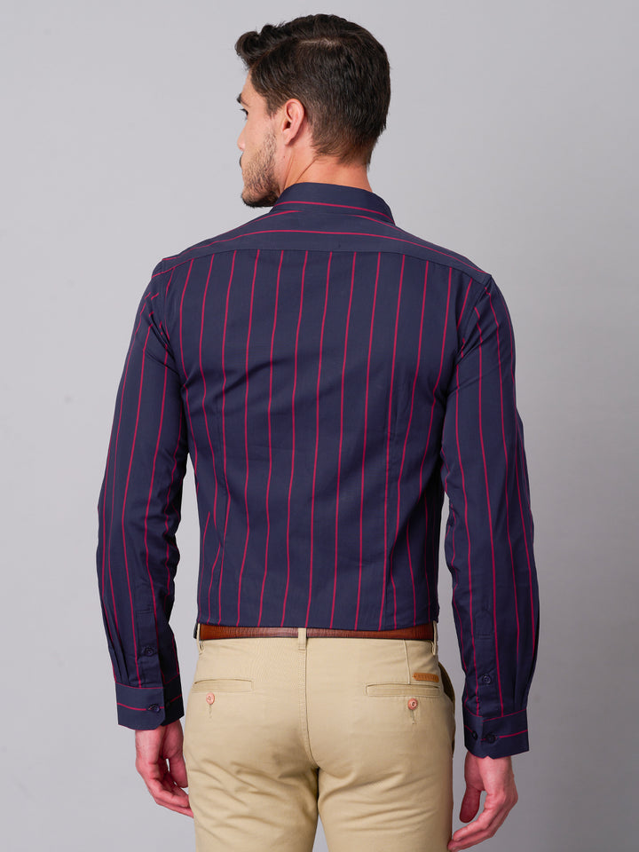 Red Striped Navy Cotton Shirt