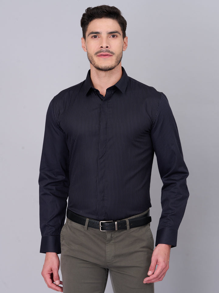 Graphite Accents Striped Cotton Shirt