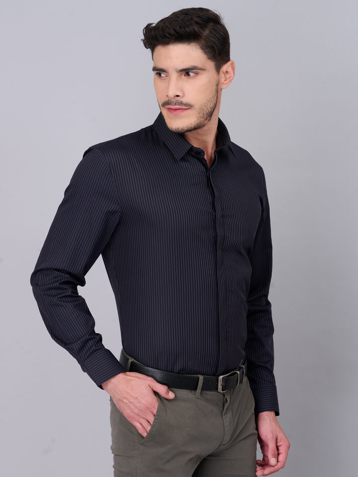 Graphite Accents Striped Cotton Shirt