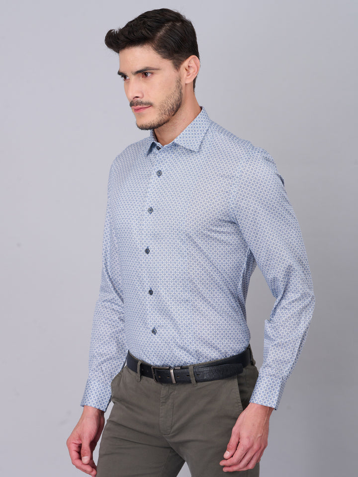 Cool Blue Printed Cotton Shirt