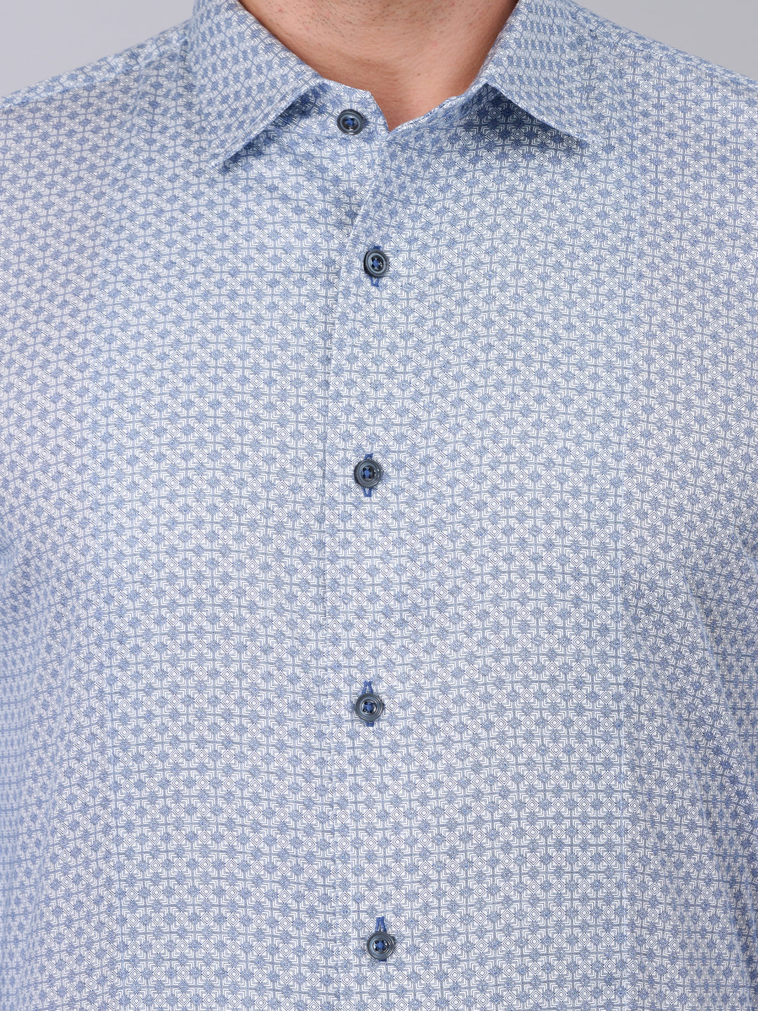 Cool Blue Printed Cotton Shirt