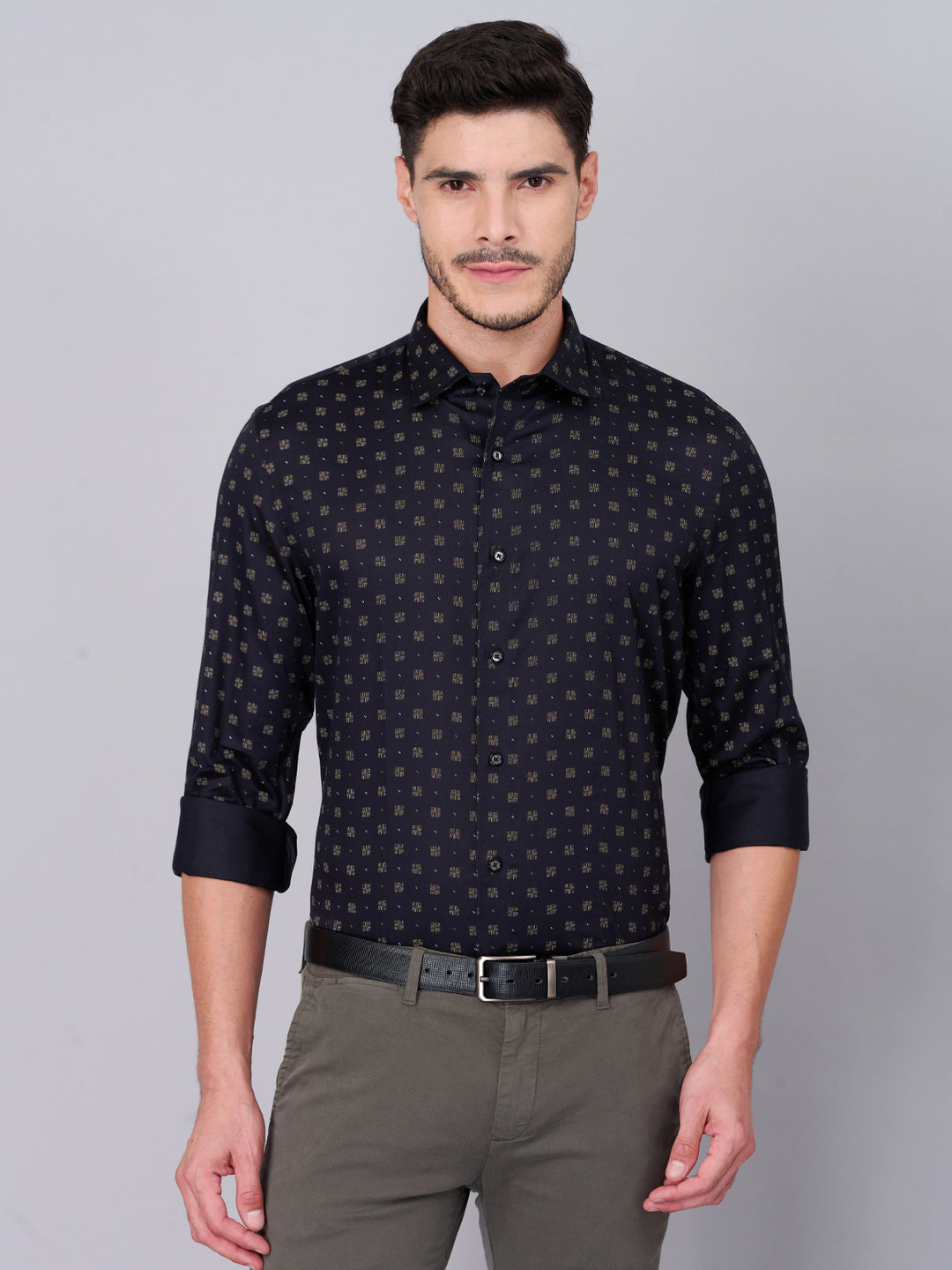 Black Bronze Printed Cotton Shirt